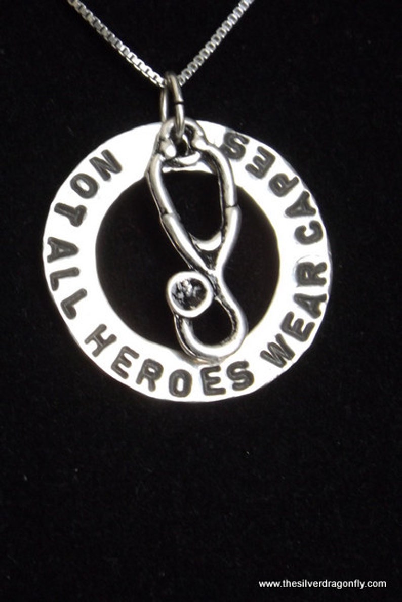 Not All Heroes Wear Capes Necklace, Nurse Hero Necklace, Nurse Jewelry, Stethoscope Charm Necklace, Nurse Graduation Gift, Student Nurse image 5