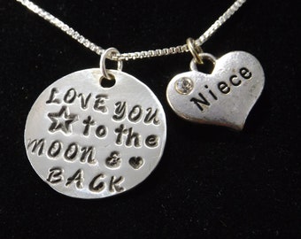 Niece Love You to the Moon and Back Necklace, Niece Jewelry, Gift for Niece, Gift from Aunt, Gift from Uncle, Niece Birthday