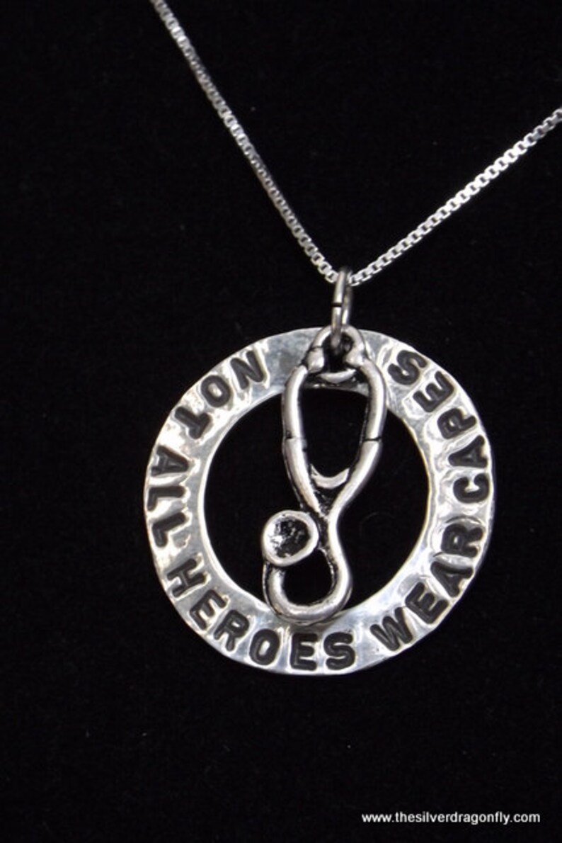 Not All Heroes Wear Capes Necklace, Nurse Hero Necklace, Nurse Jewelry, Stethoscope Charm Necklace, Nurse Graduation Gift, Student Nurse image 3
