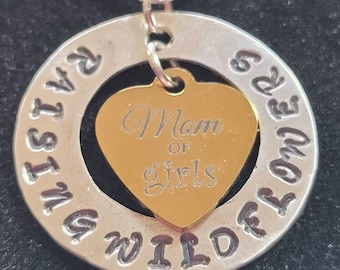 Mom of Girls Necklace, Girl Mom Jewelry, Raising Wildflowers Necklace, Mom Life Gift, Mother's Day Gift Ideas, Mom Life Necklace