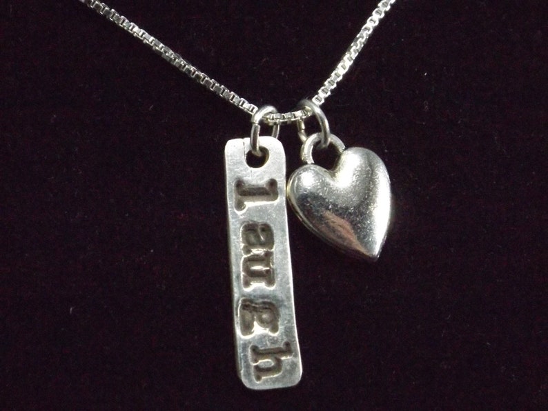 Laugh Necklace My Word Necklace Positive Word Necklace Etsy Denmark