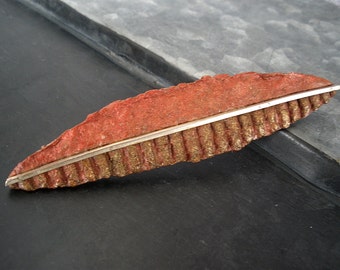 Rust Paper Brooch with Sterling Silver Accents