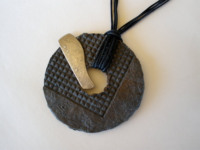 Birthday Gift Round Black Paper Necklace and Sterling Silver First Anniversary