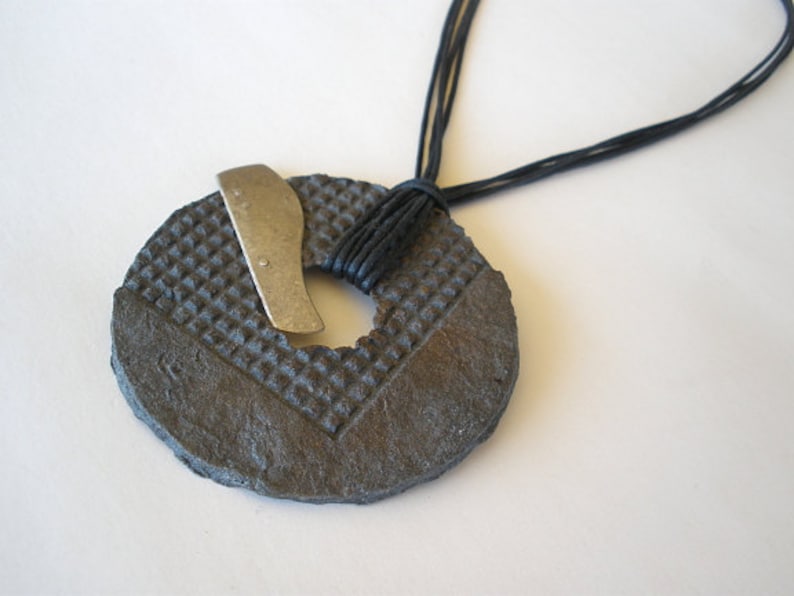 Birthday Gift Round Black Paper Necklace and Sterling Silver First Anniversary