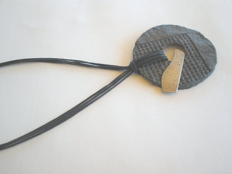 Birthday Gift Round Black Paper Necklace and Sterling Silver First Anniversary
