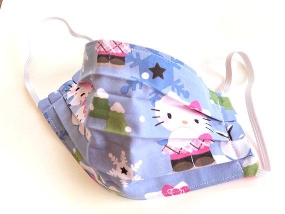 Adult Size 100% Pure Cotton Fabric Hello Kitty Face Mask Made in USA Washable Reusable Face Mask Cover Ready to Ship! Il_570xn