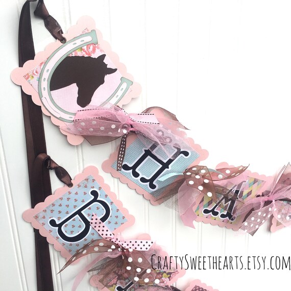 Horse Birthday - Horse Birthday Party - Horse Birthday Banner - Horse Birthday Party Decorations- Cowgirl Birthday - Cowgirl Birthday Banner Il_570xn