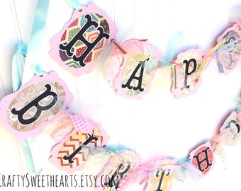 Happy Birthday Beach Banner Shabby Cottage Boardwalk