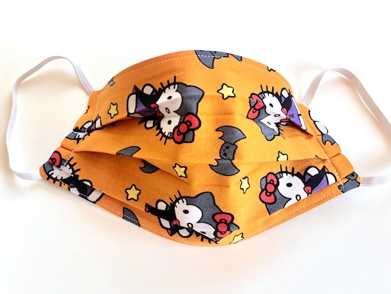 Adult Size 100% Pure Cotton Fabric Hello Kitty Face Mask Made in USA Washable Reusable Face Mask Cover Ready to Ship! Il_570xn