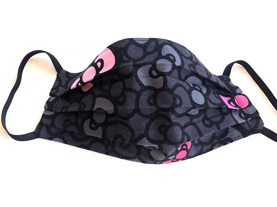 Adult Size 100% Pure Cotton Fabric Hello Kitty Face Mask Made in USA Washable Reusable Face Mask Cover Ready to Ship! Il_570xn