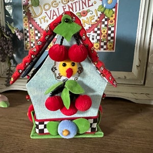 Birdhouse Pincushion Mary Engelbreit Cottage Tiered Tray Decoration Vintage Mantel Decor Cottage Fabric 画像 3