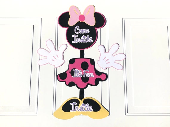 Minnie Mouse Door Hanging Sign It's Fun Inside Come Inside Ready to Hang Mouse Birthday Party Decorations Pink Little Girl Il_570xn