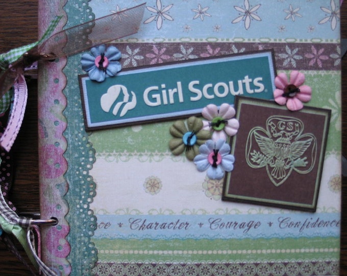 Sweet GIRL SCOUT Scrapbook Chipboard Album 6x6 Premade Pages JUST ADD