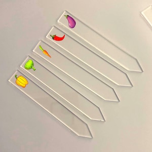 Custom visual plant labels, row markers, herb, flower and vegetable stakes