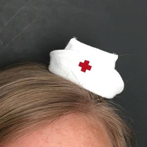 Mini nurse hat traditional white nurse cap mini fascinator image 1