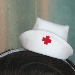 Mini nurse hat traditional white nurse cap mini fascinator image 3