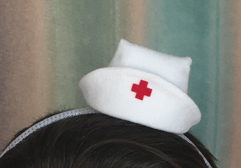 Mini nurse hat traditional white nurse cap mini fascinator image 3