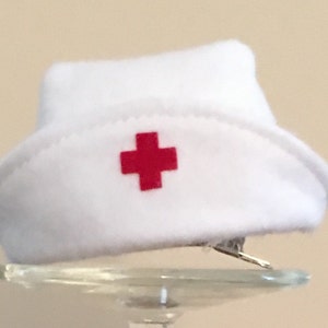 Mini nurse hat traditional white nurse cap mini fascinator image 2