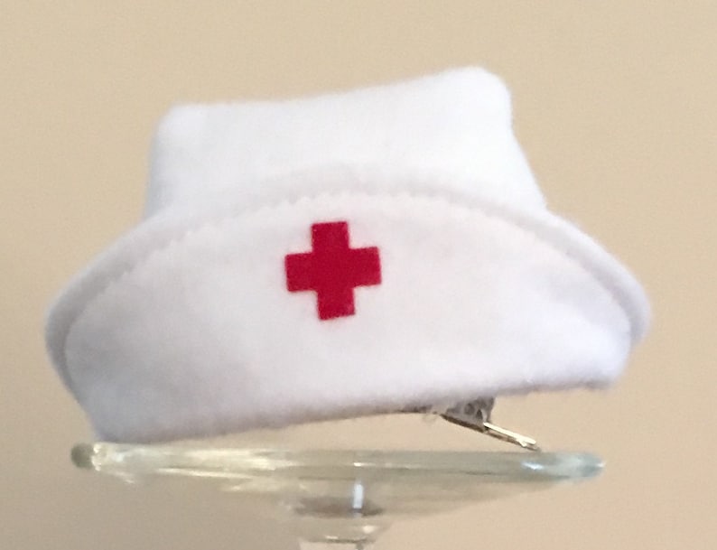 Mini nurse hat traditional white nurse cap mini fascinator image 2