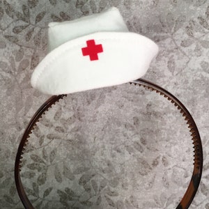 Mini nurse hat traditional white nurse cap mini fascinator image 7