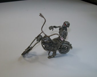 Partha Pewter Skeleton Biker Riding Chopper