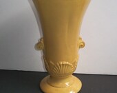 Vitrock Anchor Hocking Glass Vase Golden Yellow Vase With Scallops