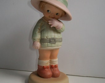 Enesco Little Girl Figurine Blowing A Kiss To A Dear I Miss Memories of Yesterday