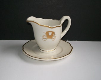 Syracuse China Restaurant Ware Creamer Plate Gold Coach Carriage