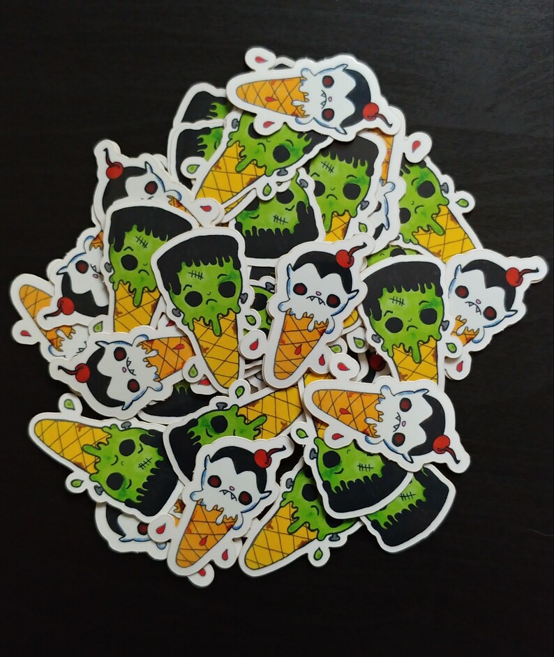 Frankie and Drac Kawaii Mini Cone Stickers image 1