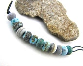Spacey Crusters - Small Lampwork Glass Matte Finish Crusty Rustic Spacer Beads - Ivory, Green, Lavender, Turquoise, Green set of 12