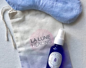 Organic Cotton Third Eye Pillow & Sage Spray Travel Kit