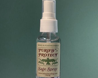 Purify + Protect Sage Spray - 1oz - ( Yoga Meditation Spa Gift Pamper Wellness Self-care Balance Sage Cleanse )