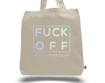 Fuck Off Holographic Tote Bag ( Fashion, trendy, Gift, Plastic Free,  Wellness )