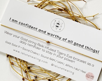 Tiger's Eye Gold String Chakra Bracelet – Reiki Infused, Handmade jewelry