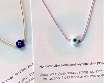 Evil Eye Adjustable Necklace- ( Glass Amulet Protection adjustable unisex )