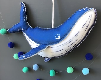 Whale Craft Kit - Sew your own felt Whale decoration, plushie sewing kit.