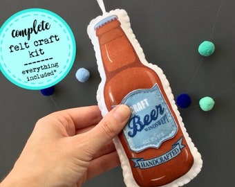 DIY Craft Kit - Sew your own felt Beer bottle decoration, plushie sewing kit