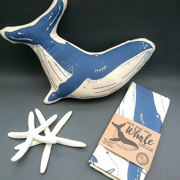 Craft Kit - Sew your own Whale cushion / Plushie / tea towel - Sewing kit - gift stocking filler.