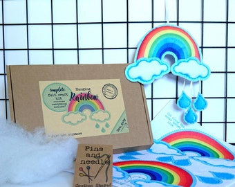 Rainbow Craft Kit - Sew your own felt Rainbow decoration, plushie sewing kit.