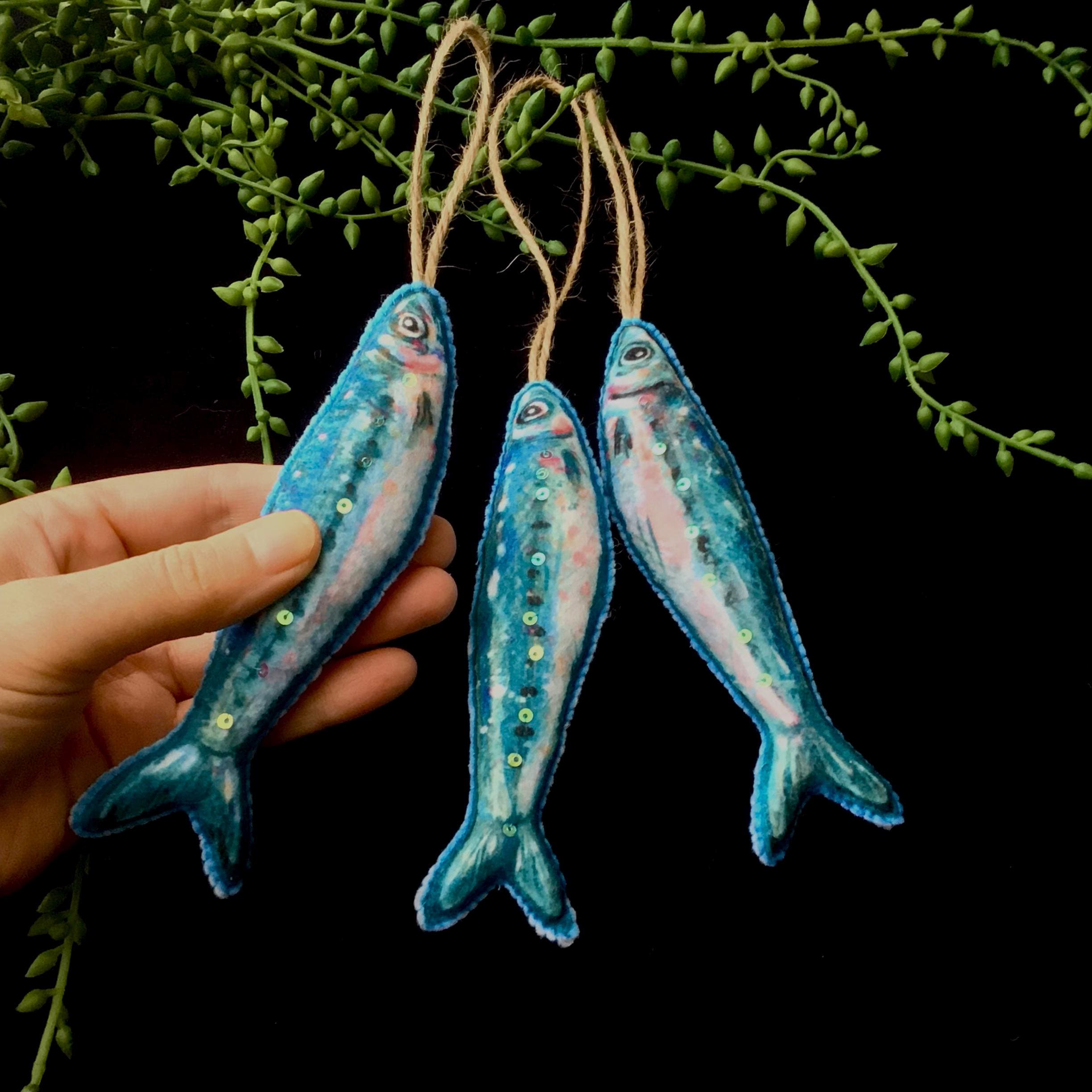 Craft Kit - Sew Your Own Trio/shoal of Sardines! Felt Sewing Kit
