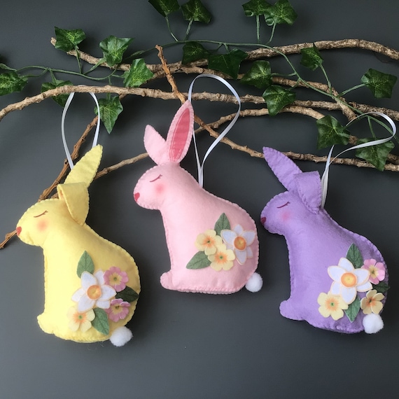 DIY Craft Kit Sew Your Own Felt Spring Bunny Decorations | Etsy UK