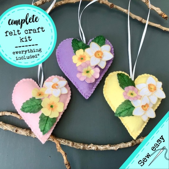 DIY Craft Kit Sew Your Own Felt Spring Flower Hearts, Easter, Valentine,  Mothersday Sewing Kit, Ornaments. -  Canada