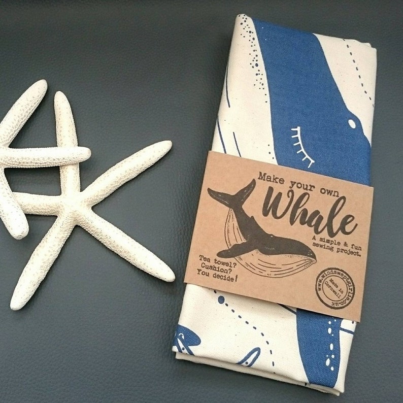 Craft Kit Sew your own Whale cushion / Plushie / tea towel Sewing kit gift stocking filler. image 3