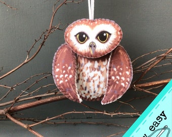 DIY Craft Kit - Sew your own felt Owl decoration, plushie sewing kit, woodland ornament.