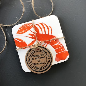 Lobster coasters,  seaside decor - nautical coasters, gift for him