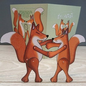 Articulated doll activity card. Fox trot paper doll greetings card craft kit