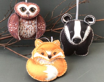 DIY Craft Kit - Sew your own Woodland animal decorations, plushie sewing kit.