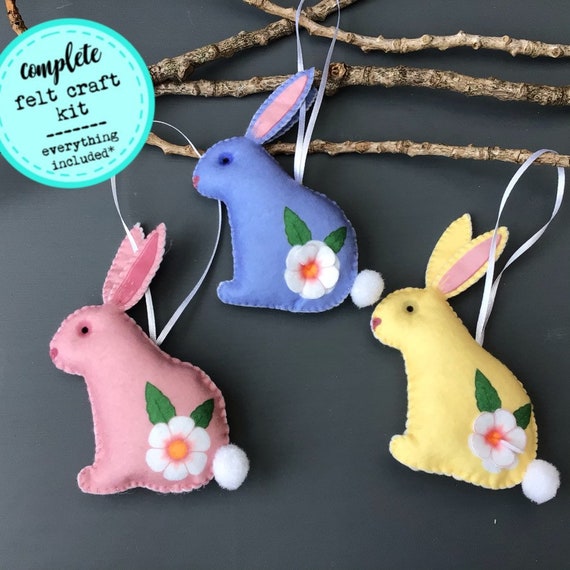 Craft Supply Easter Felt DIY Craft Kit for Kids - Make Your Own Easter Bunny! - Makes 6 Bunnies