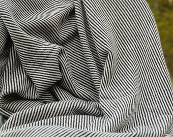 Handmade Cashmere Throw - Black and White stripes blanket