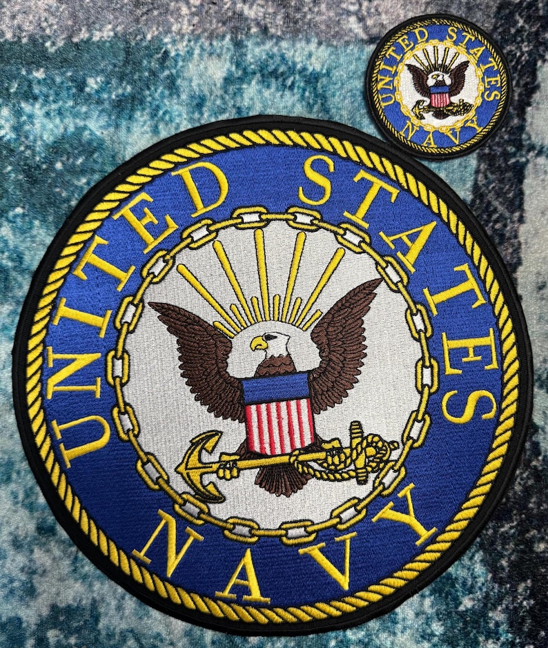 2 Pack Front & Back United States Navy Badge Patch Embroidered Iron-on ...